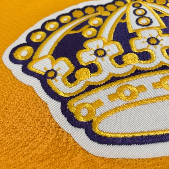 Vintage CCM NHL LA Kings Hockey Jersey Air-Knit Crown Logo Yellow Purple Medium - Picture 9 of 15